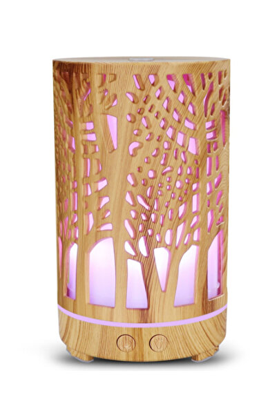 MİKİ Umidificator aromaterapie ultrasunet model copac rezervor 200 ml 7 culori led lemn deschis