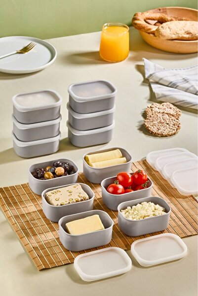 Bayev Pots Gray 12-Piece Storage Container Set - Breakfast Snack Bowl Fruit Storage Box with Leak-Proof Lids