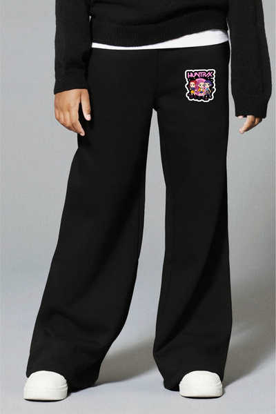 fasardi Demon Hunters Huntrix Zoey Rumi Mira 3 Thread Girls' Black Wide-Leg Sweatpants