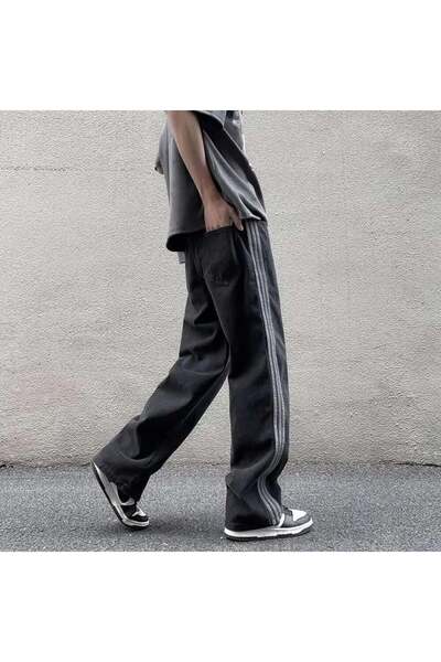 Karakedi Black Vintage Three Lines Baggy Jeans