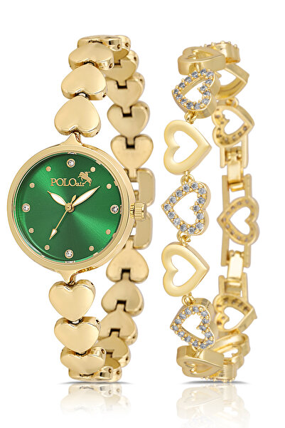 Polo Air ساعة يد نسائية من كاردي كوردون، سوار على شكل قلب، مزيج من اللون الذه...