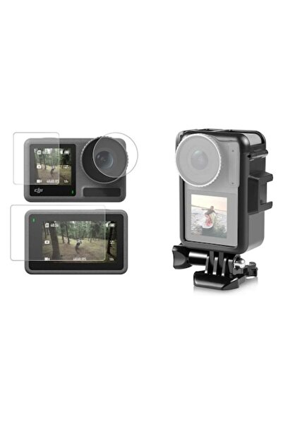 XTW Cadru de protecție (sistem de montare) pentru DJI Osmo Action 3/4/5 cu folie de protecție pentru ecran și lentilă, rezistent la șocuri