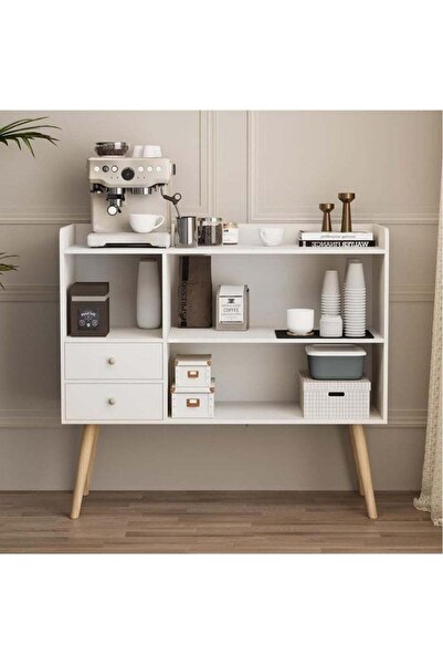 AGD Modern Buffet Sideboard with 2 Storage Drawers 100x35x90 cm, White