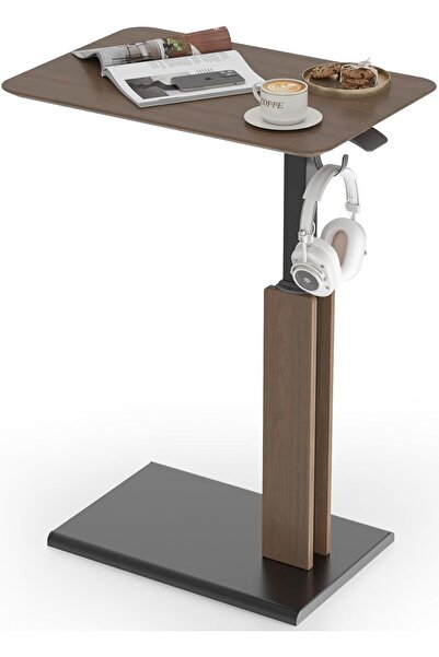 Generic ETHU Height Adjustable Bedside Table, 67-101cm, 20kg Load, Walnut