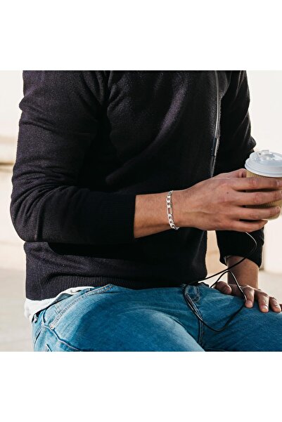 NO BRAND FANCIBAND Men's Silver Figaro Bracelet