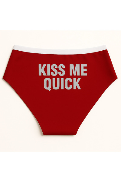 TWINTICKS Red and White Christmas Themed Women's Slip Panties, Metallic Lette...