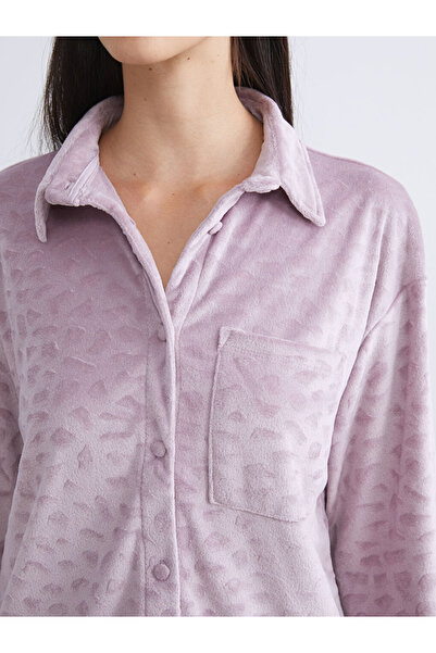 LC Waikiki Dream Lilac Shirt Collar Velvet Women's Pajama Set
