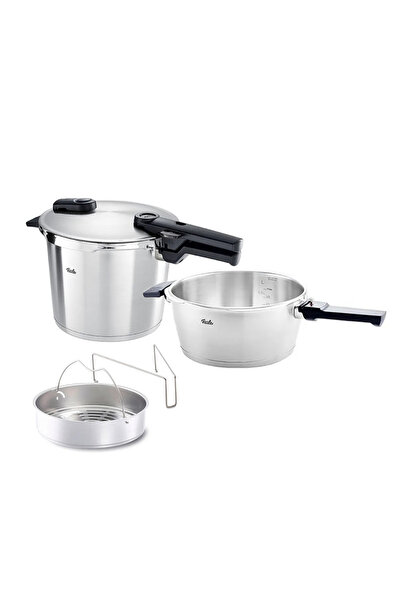 Fissler Vitaquick Premium Mat 8+4 Litre Düdüklü Tencere + Buharda Pişirme Aparatı