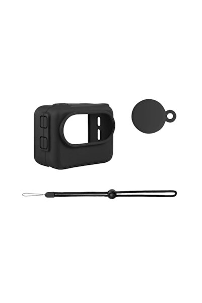 XTW Husă de protecție din silicon pentru Insta360 GO 3 (cu capac de obiectiv și cablu) - Neagră