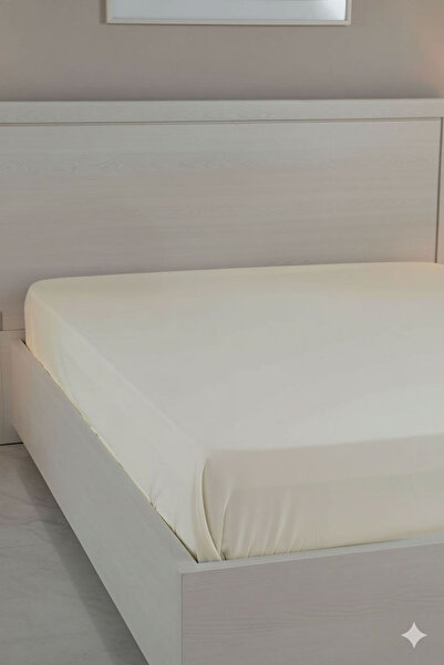 FAVORA 100% Cotton Ranforce Premium King Size Fitted Sheet - Cream