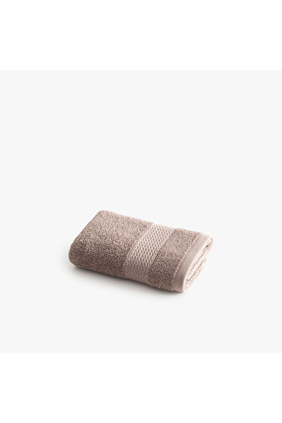 Green Black Lara Hand Towel 100% Cotton with Border Brown 30X50 cm