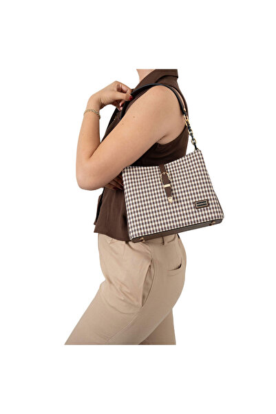 Silver Polo حقيبة كتف نسائية بني أصفر - بني SP974