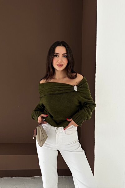 Noi Belis Carmen Collar Accessory Detailed Knitwear Sweater Aw25Kz0092