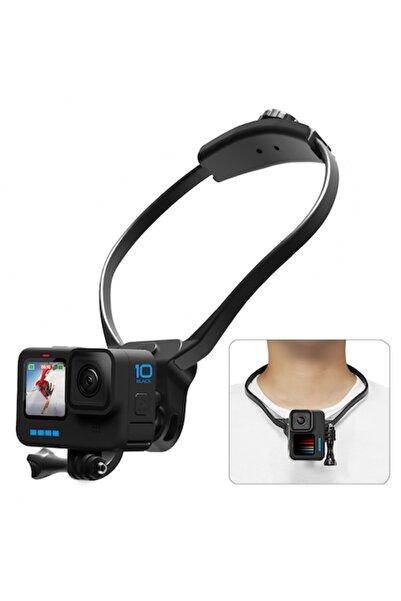 XTW Suport de gât 360° pentru camere de acțiune (GoPro, insta360, DJI Action), universal, telefon, negru