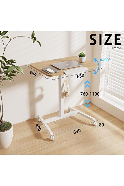 Generic ETHU Portable Mobile Standing Desk, 0–90° Tilt & 76–110cm Height Adjustable, Rolling Podium Sta