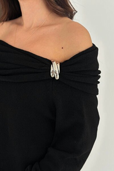 Noi Belis Carmen Collar Accessory Detailed Knitwear Sweater Aw25Kz0092