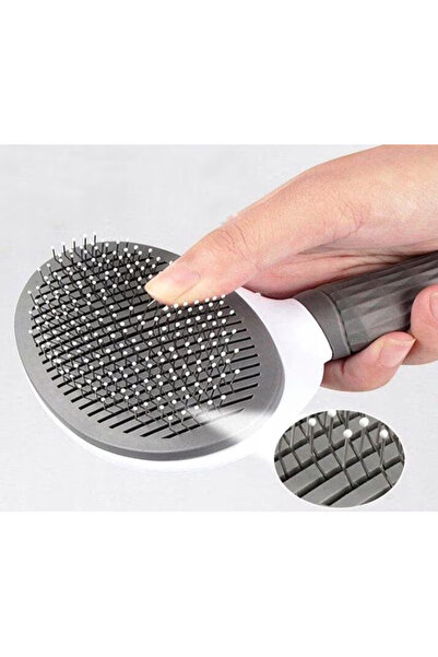 LILY Dog and cat hair brush with self-cleaning button Gray