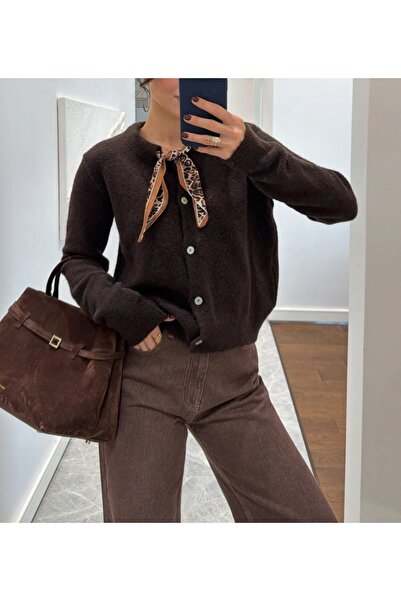 Lavanta Tekstil Tricotaj cu detaliu de eșarfă Cardigan