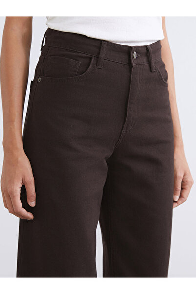 LC Waikiki Γυναικείο τζιν παντελόνι με καφέ μπαλόνι σε σχήμα μπαλόνι
