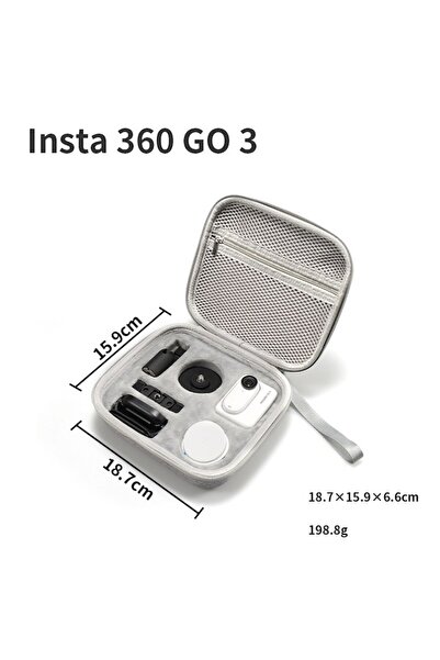 XTW Geantă de protecție și transport pentru camerele de acțiune Insta360 GO 2 GO 3, Gri, 187x159x66 mm
