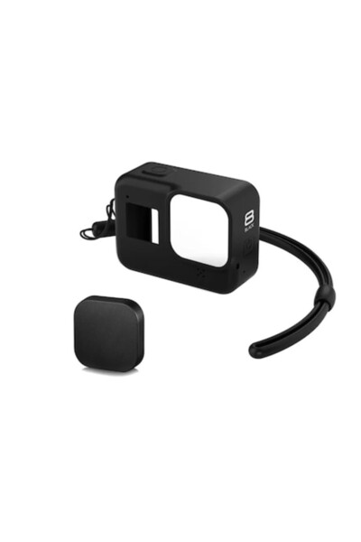 XTW Carcasă de protecție pentru cameră + capac de obiectiv din silicon cu ventuză pentru GoPro Hero 8 - Negru