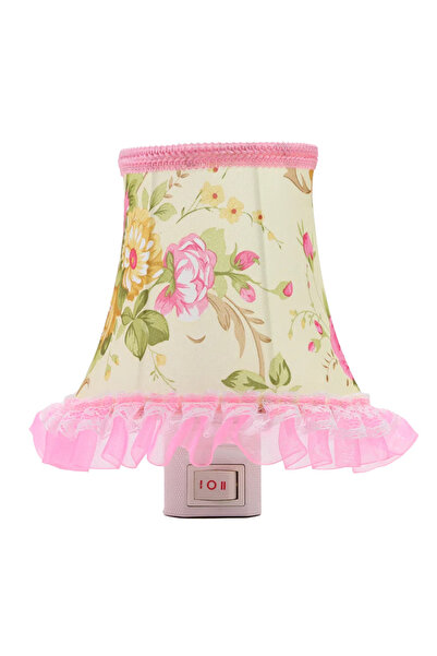 Kovar Plug in Mini Night Light Lamp, Table Lamp Multi Flower Design Bedside Lamp- Pink and White