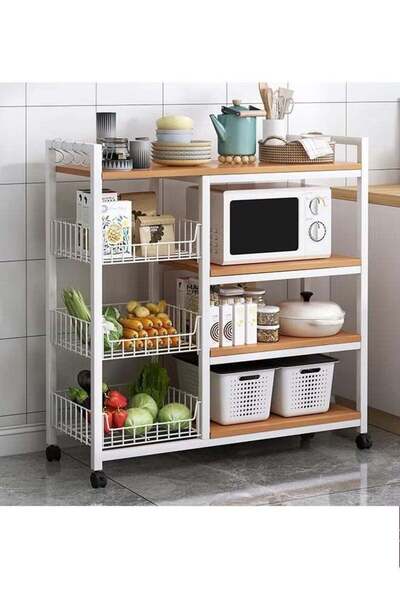 AGD 4-Tier Freestanding Kitchen Storage Unit (Microwave Shelf) - White