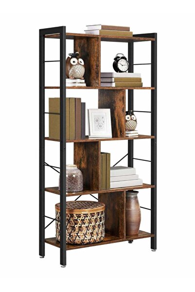 AGD 4-Tier Freestanding Storage Shelf, Particleboard & Metal Frame, 155×28×72...