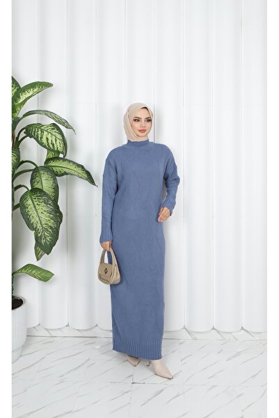 NİSUM MODA Diamond Patterned Knitwear Dress