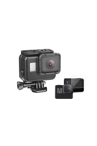XTW Husă de protecție subacvatică pentru GoPro Hero5/6/7 - Neagră cu folie de protecție pentru ecran și obiectiv