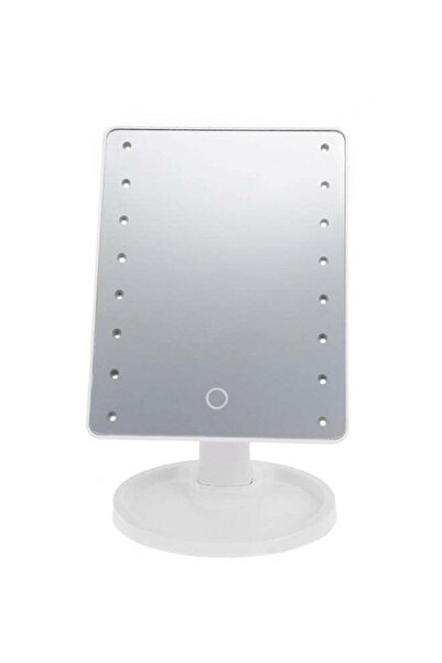 Generic مرآة مكياج تعمل باللمس LED تدور 360 درجة باللون الأبيض