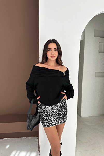 Noi Belis Carmen Collar Accessory Detailed Knitwear Sweater Aw25Kz0092