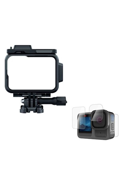 XTW Carcasă de protecție cu cadru pentru GoPro Hero 13 cu protecții pentru ecran și obiectiv, 2 sloturi pentru bliț/microfon