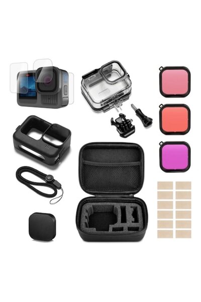 XTW Set de 7 accesorii pentru GoPro Hero 13 – Carcasă impermeabilă, capac și husă din silicon, folie pentru ecran/obiectiv
