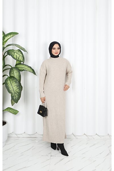 NİSUM MODA Diamond Patterned Knitwear Dress