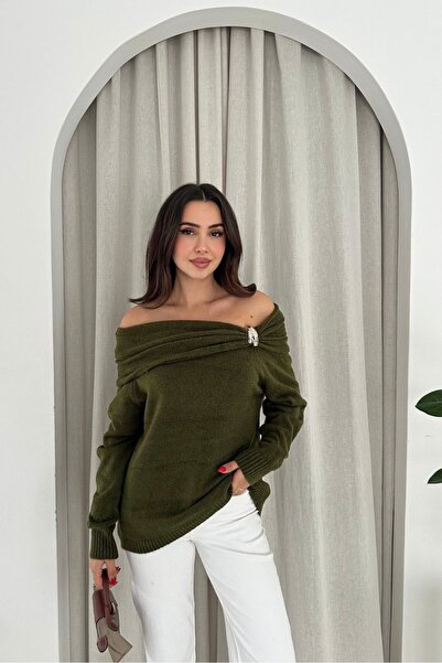 Noi Belis Carmen Collar Accessory Detailed Knitwear Sweater Aw25Kz0092