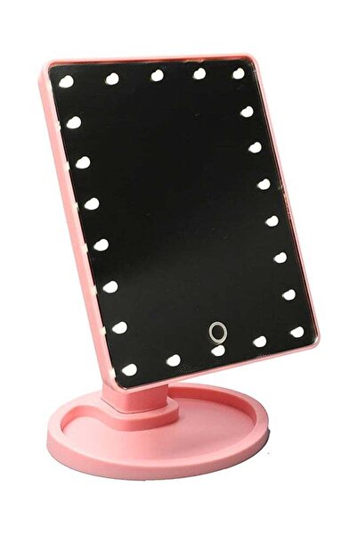 Generic مرآة مكياج بشاشة تعمل باللمس مزودة بـ 22 مصباح LED باللون الوردي