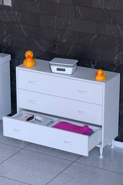Modilayn Rolen 3'lü 100 cm Çekmeceli Banyo Dolabı