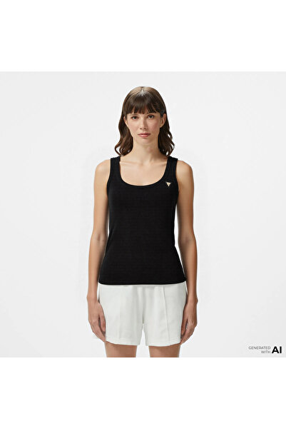 Guess Kadın Siyah Kolsuz T-Shirt