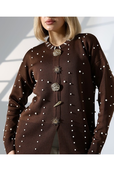 FIRAT İNCİ VE ŞIK DÜĞME DETAYLI TRİKO KAZAK