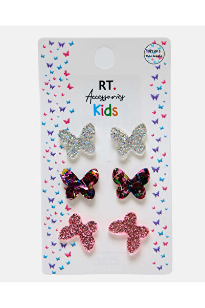 REDTAG مجموعة أقراط مزخرفة متنوعة للبنات (3 أزواج)