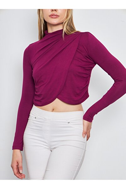 LİVE SPORT Flounce Women's Blouse – Long Sleeves, Shoulder and Hem Detailing-Burgundy