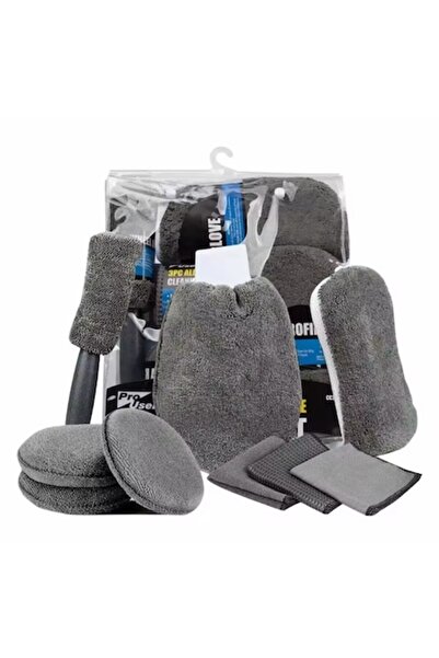 CAR Kit de curățare pentru interior și exterior, 9 piese, microfibră, gri