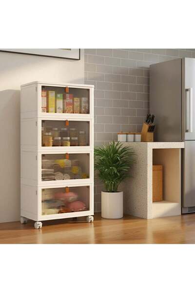 AGD 4-Layer Transparent Stackable Storage Unit with Wheels – Multi-Purpose