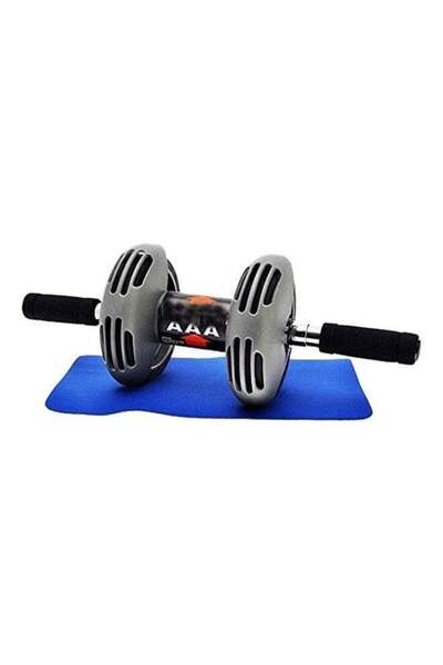 Generic Abdominal Exercise Wheel Roller With Mat - Blue/Grey/Black