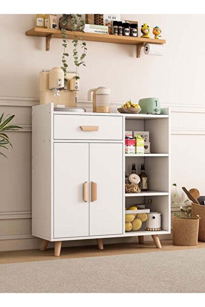 AGD Coffee Corner Cabinet with Storage Drawer and Adjustable Shelves (White)