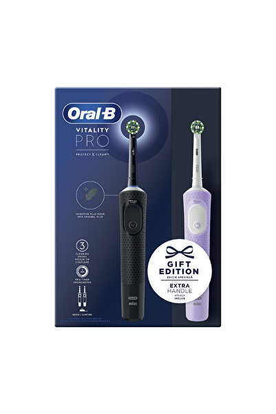 Oral-B Ηλεκτρική οδοντόβουρτσα Vitality Pro Gift Edition Μαύρο Μωβ Διπλή Συσκ...