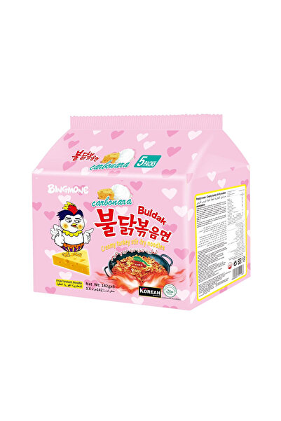 Bingmone نودلز كاربونارا دجاج بولداك - 142 جم (عبوة من 5) * 8 عبوات/كرتون