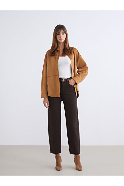 LC Waikiki Γυναικείο τζιν παντελόνι με καφέ μπαλόνι σε σχήμα μπαλόνι