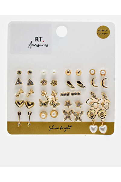 REDTAG أقراط نسائية مرصعة بالذهب (20 زوجًا)